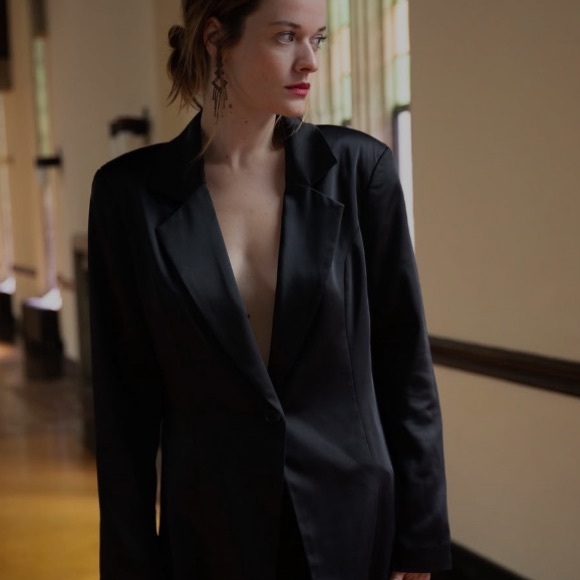 S’edge Black Satin Blazer - Sz. XL